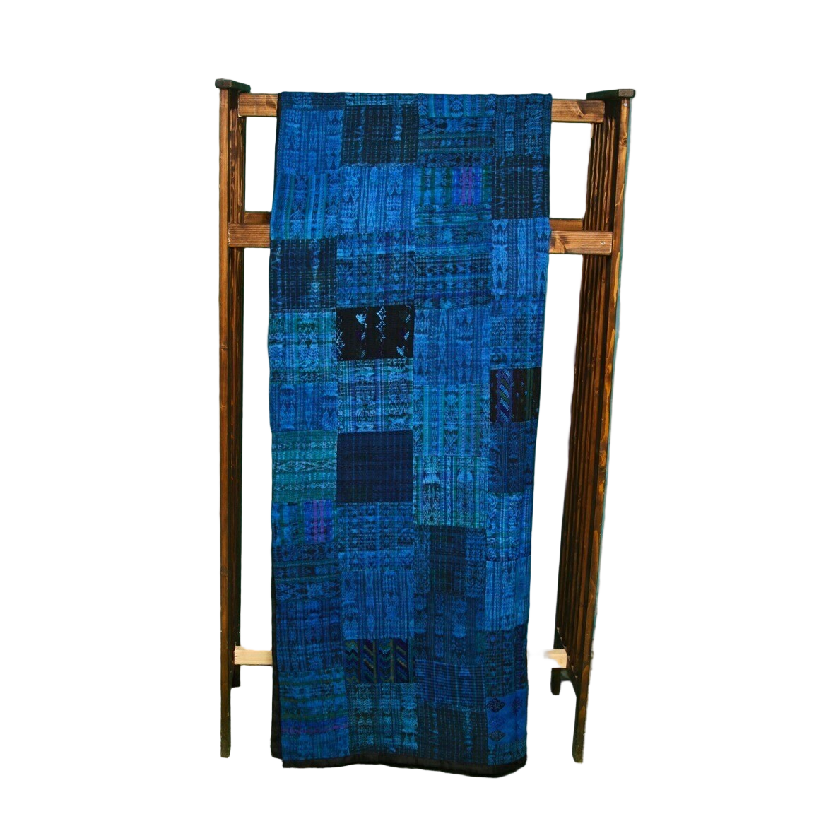Handmade Queen-size Vivid Blue Guatemalan Patchwork Quilt Set