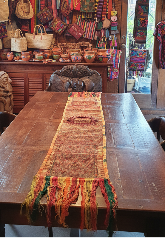 Beautiful Sun-Kissed Amber Huipile Table Runner