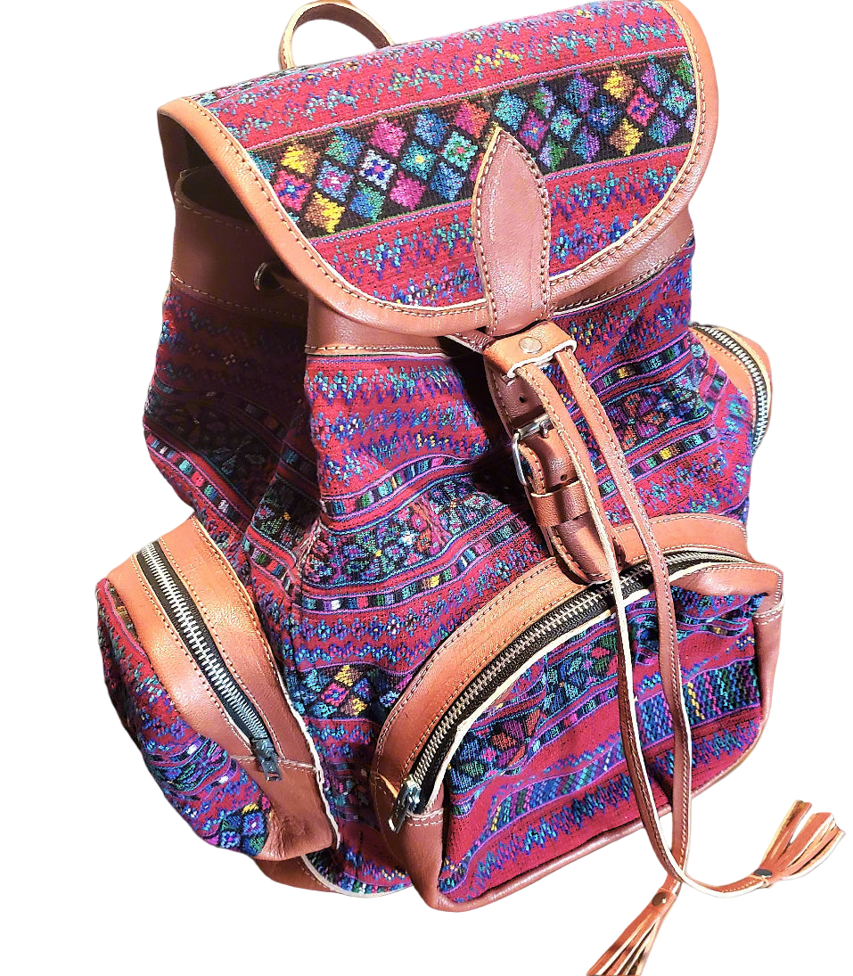 Hand-Woven Leather & Huipile Backpack