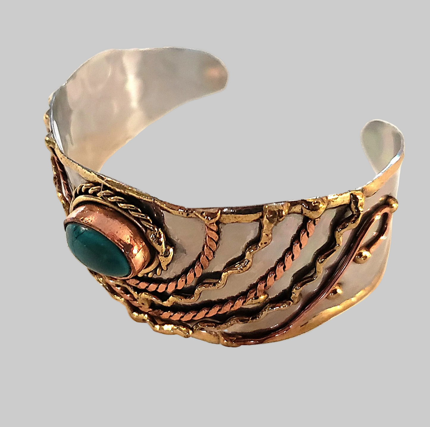 Mixed Metal Cuff Bracelet - Turquoise