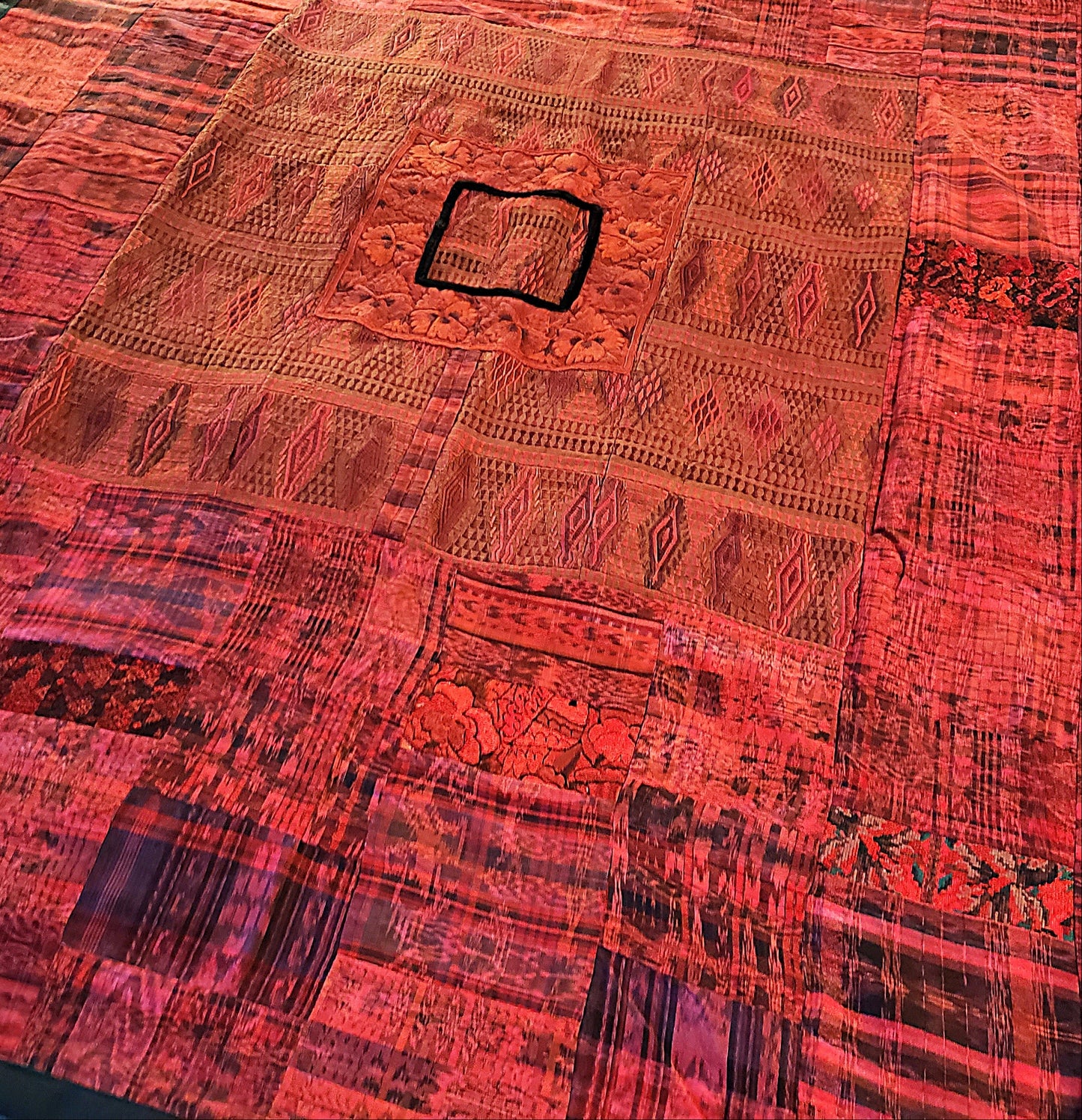 Rose Guatemalan Huipile Throw Blanket