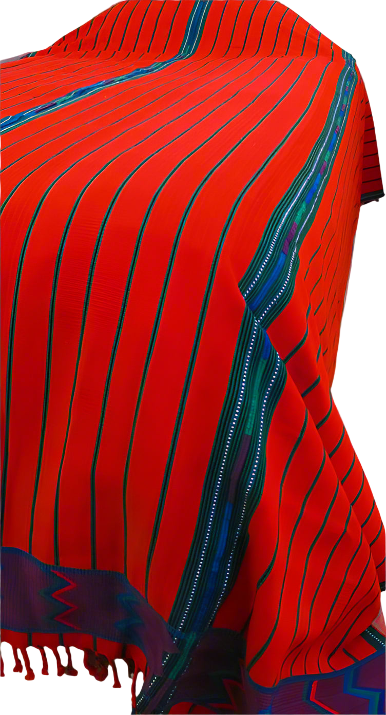 King Size Red Zacualpa Bedspread & Two Matching Throw Pillow Cover Set