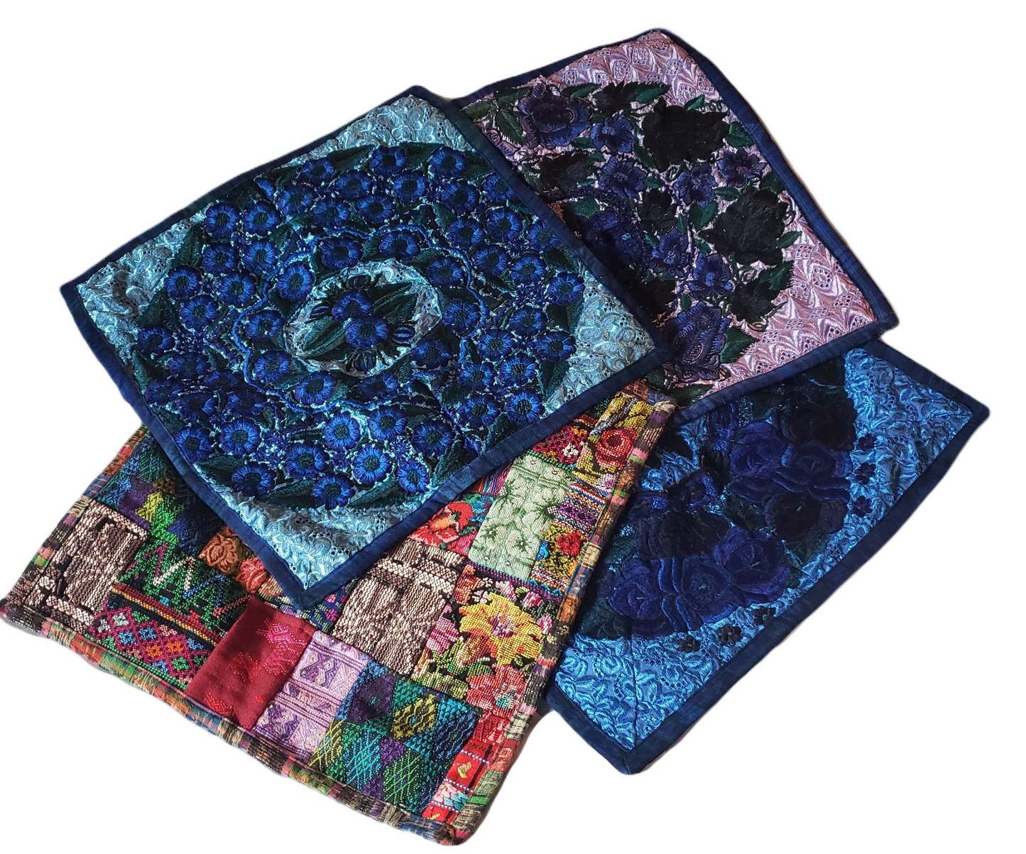 4 Unique Handmade Guatemalan Embroidered Throw Pillow Covers