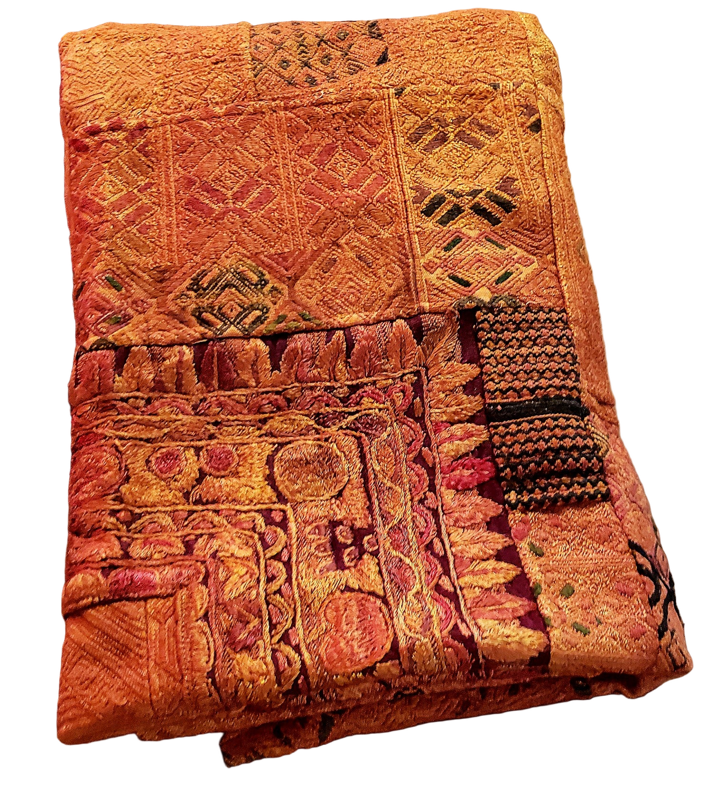 Beautiful Sun-Kissed Amber Guatemalan Mixed Huipile Embroidered Blanket or Throw