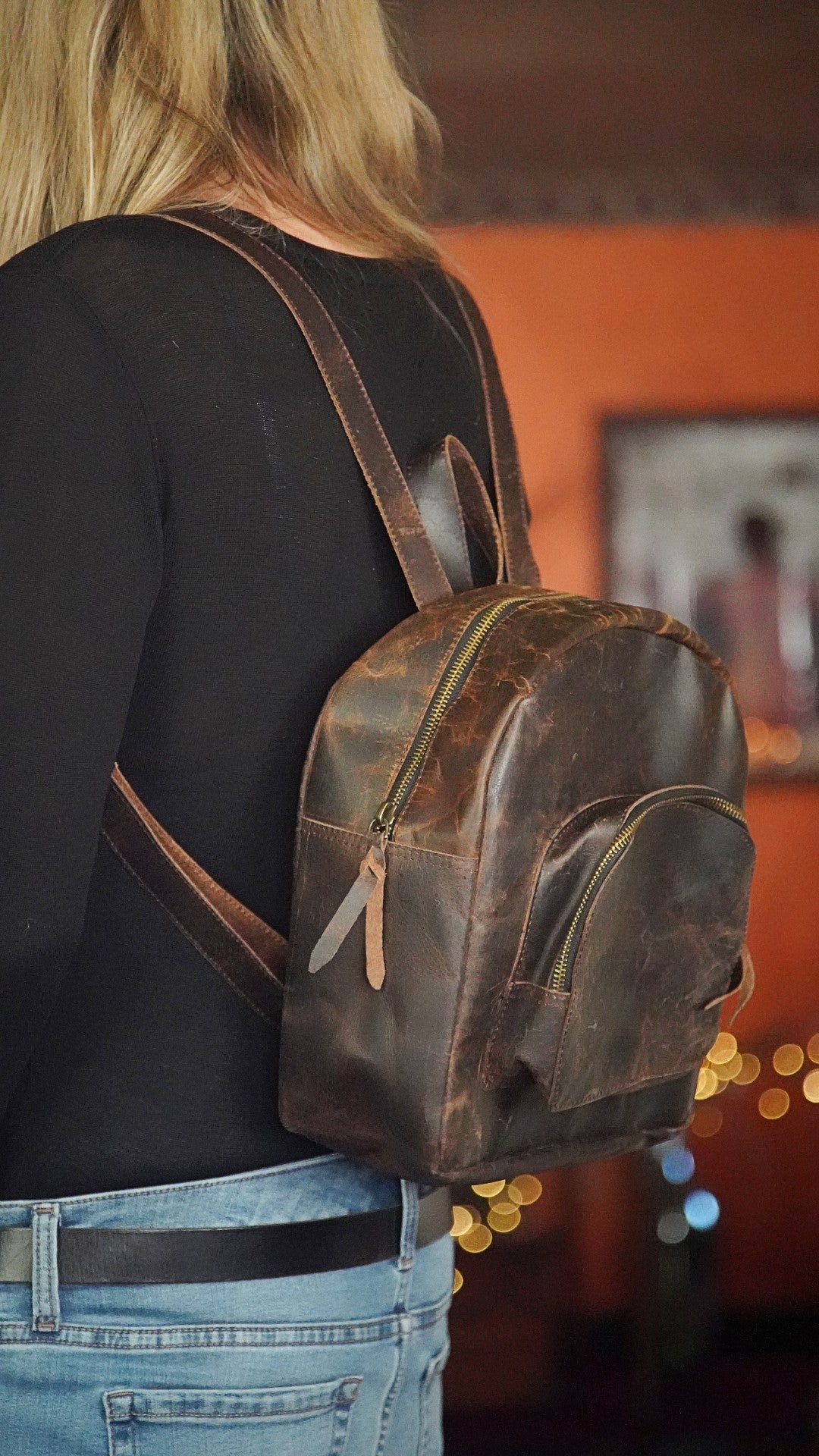 artisan leather backpack Handcrafted Rustic Leather Backpack Purse