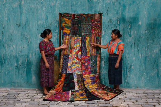 King-size Mixed Huipile Guatemalan Patchwork Quilt Sets