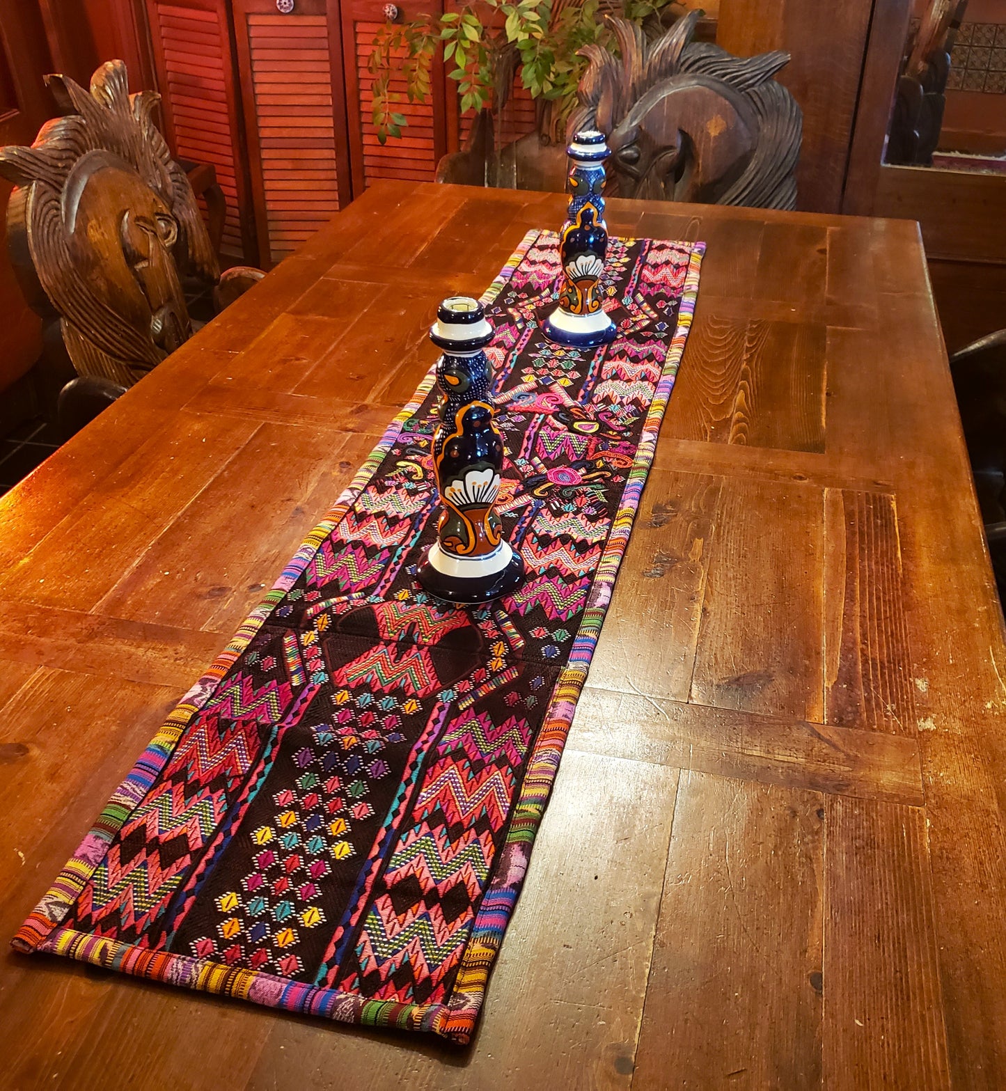 Colorful Guatemalan Huipile Table Runner - No Fringes