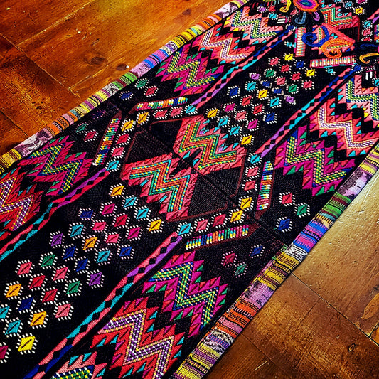 Colorful Guatemalan Huipile Table Runner - No Fringes