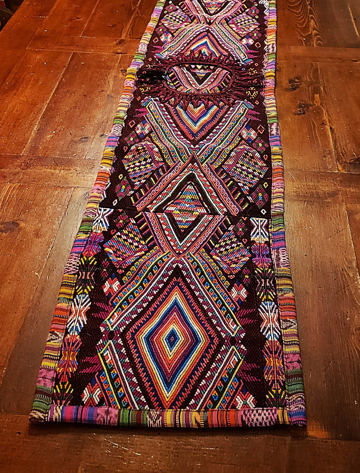 Colorful Guatemalan Huipile Table Runner - No Fringes