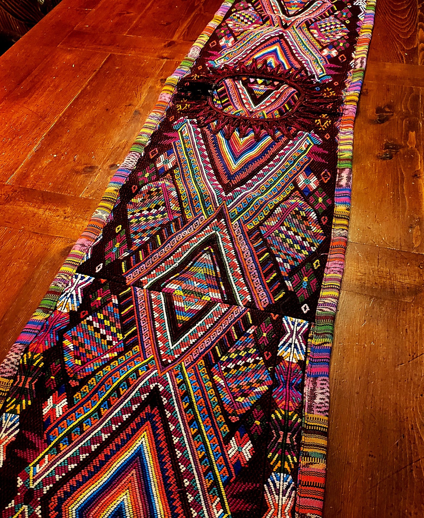 Colorful Guatemalan Huipile Table Runner - No Fringes