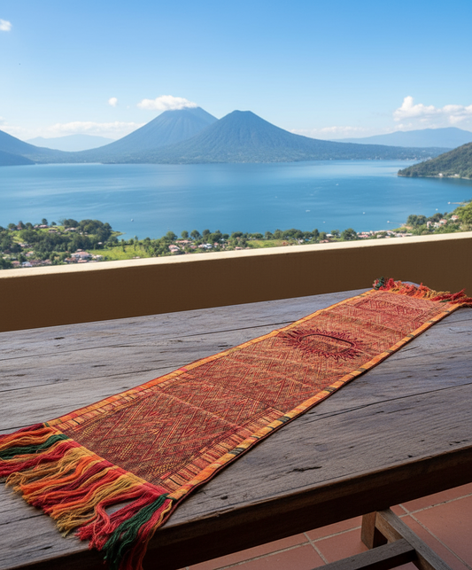 Beautiful Sun-Kissed Amber Huipile Table Runner