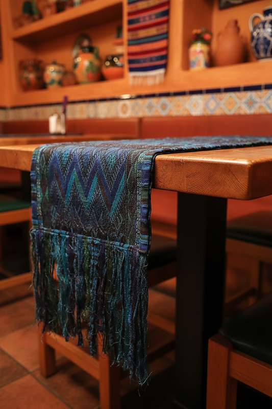 Beautiful Blue Huipile Table Runner