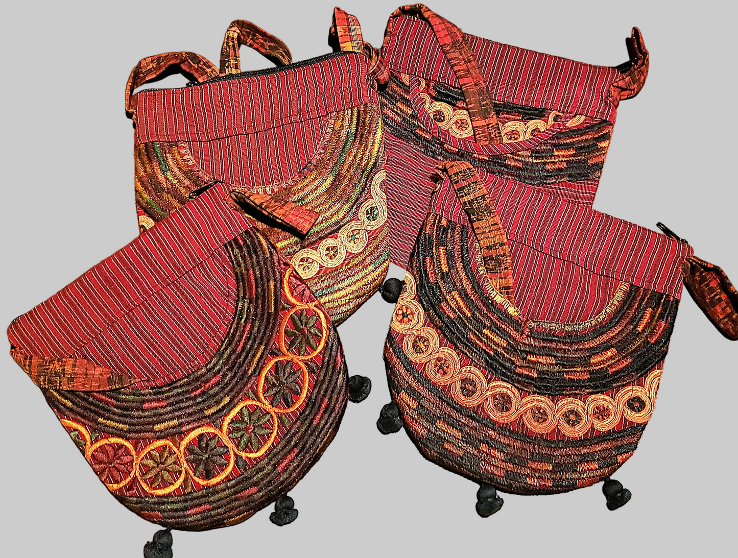 Deep Red Guatemalan Embroidered Shoulder Bag