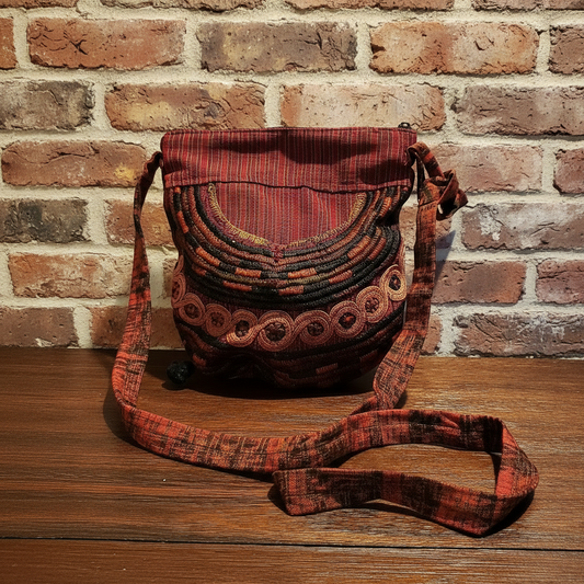 Deep Red Guatemalan Embroidered Shoulder Bag
