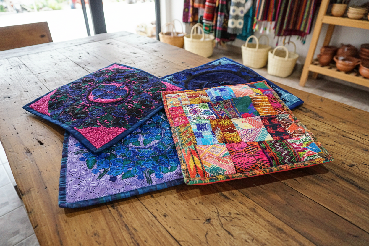 4 Unique Handmade Guatemalan Embroidered Throw Pillow Covers