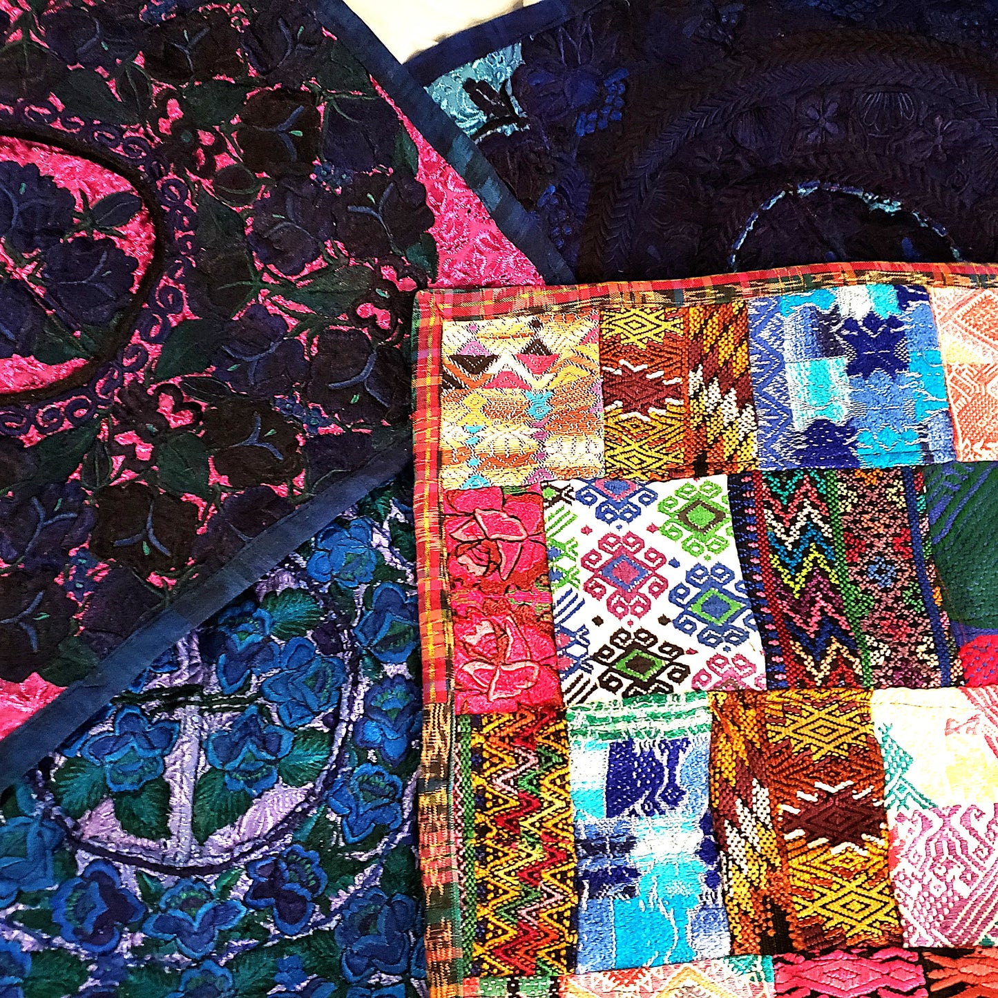 4 Unique Handmade Guatemalan Embroidered Throw Pillow Covers