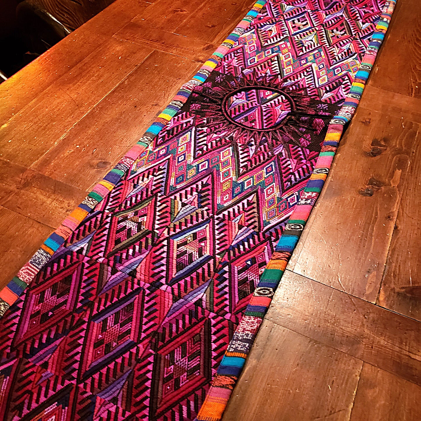 Colorful Guatemalan Huipile Table Runner - No Fringes