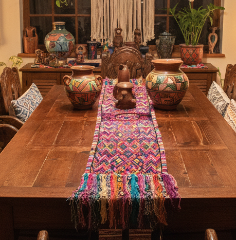 Colorful Guatemalan Huipile Table Runner