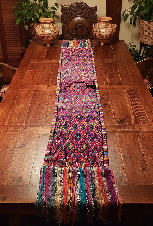 Colorful Guatemalan Huipile Table Runner