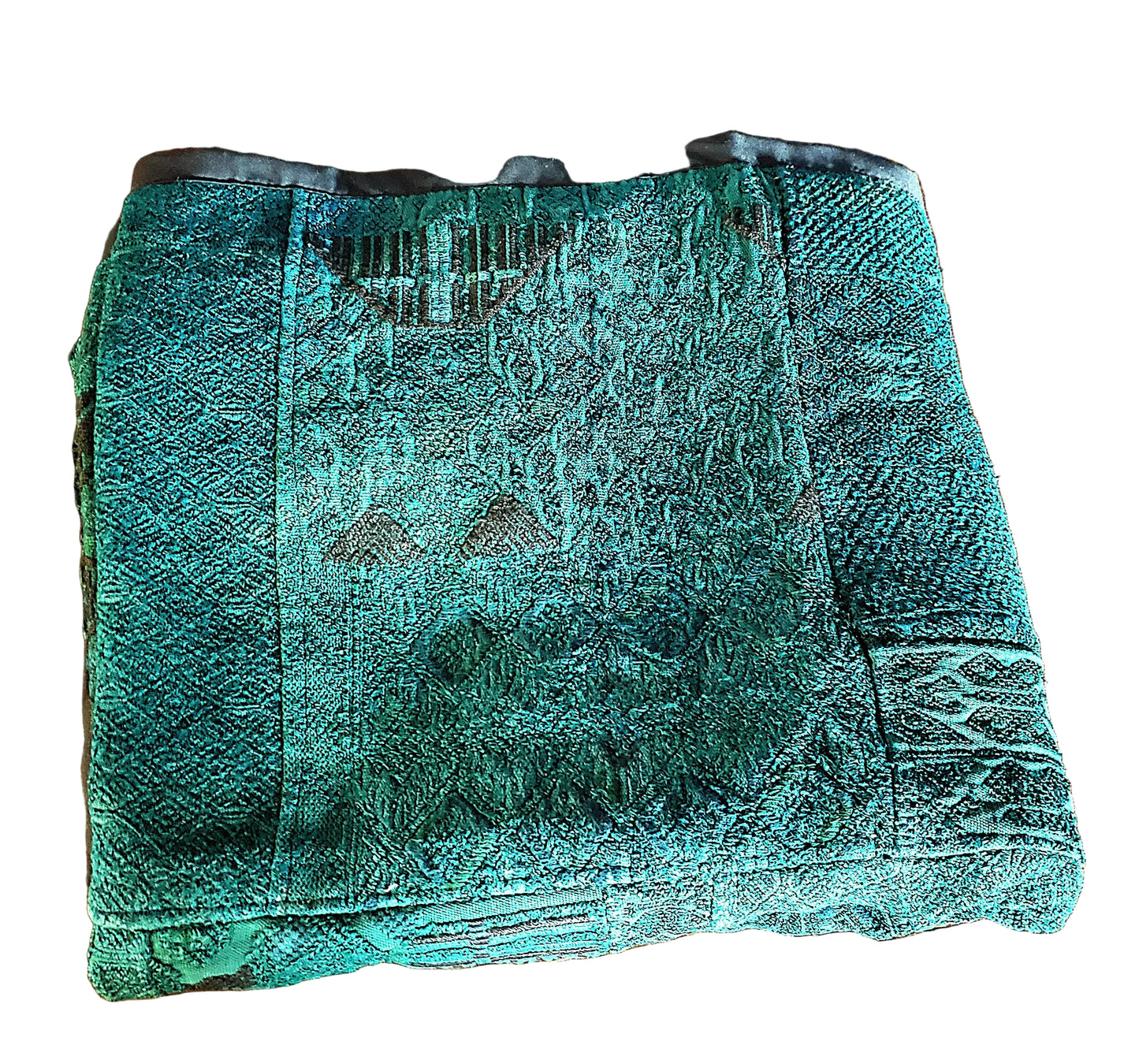 Emerald Green Guatemalan Huipile Throw Blanket