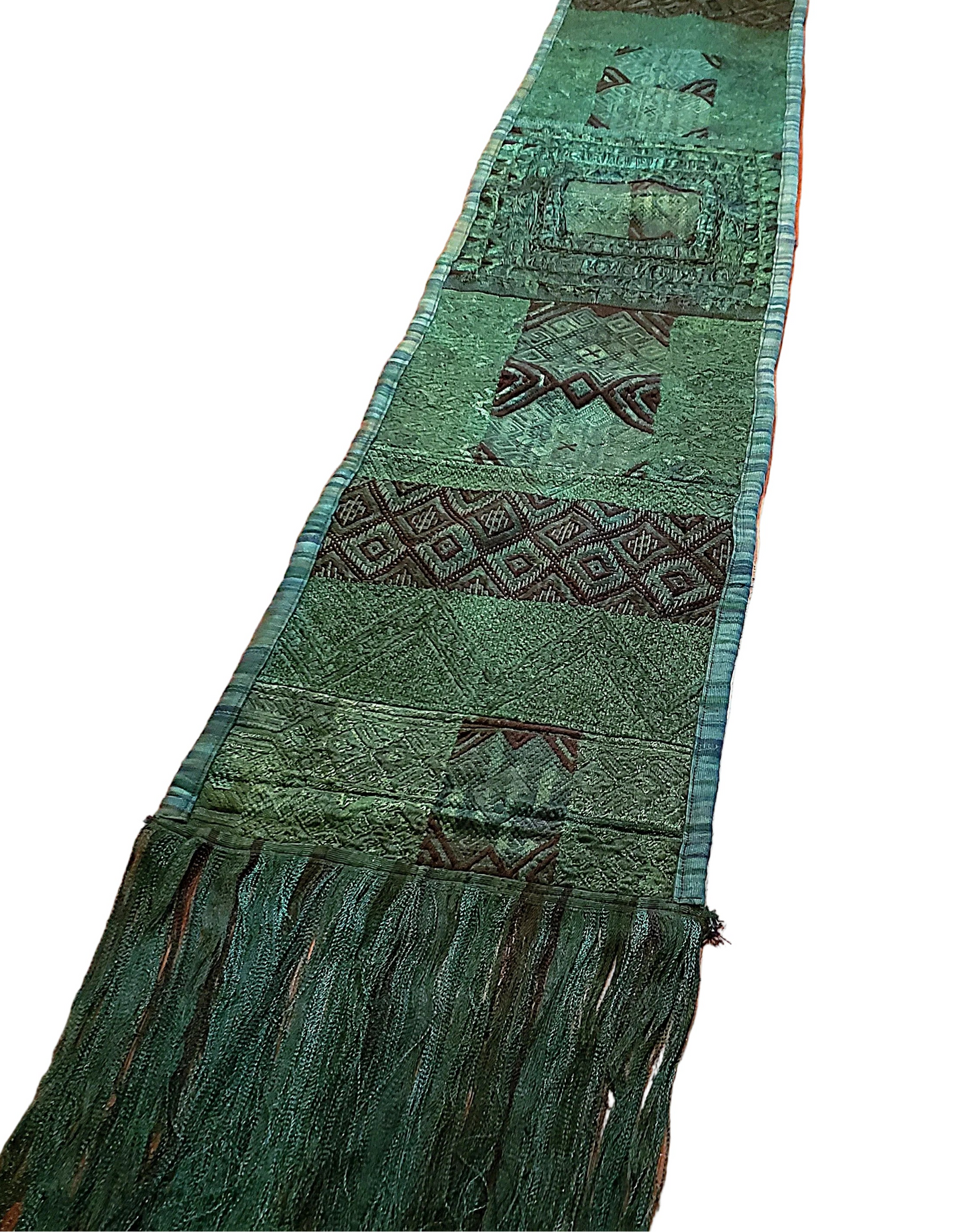 Emerald Green Guatemalan Huipile Table Runner