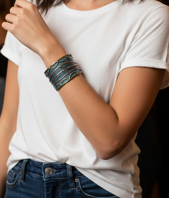 Handcrafted Brass Patina Cuff