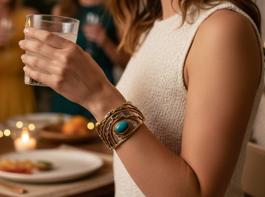 Mixed Metal Cuff Bracelet - Turquoise