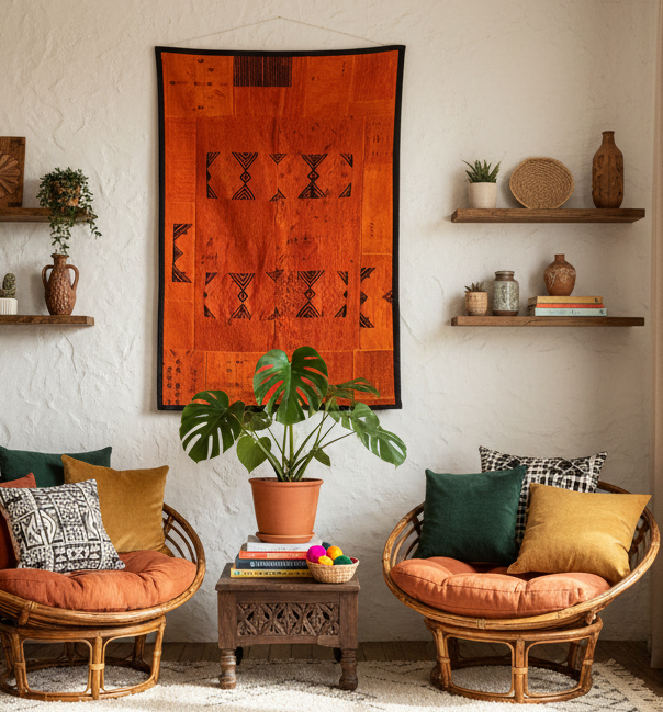 Sun-Kissed Amber Guatemalan Huipile Wall Hanging