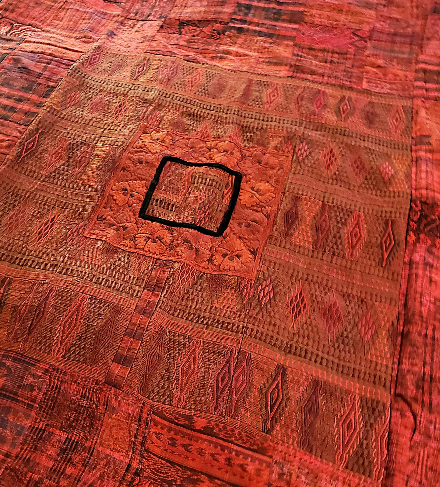 Rose Guatemalan Huipile Throw Blanket
