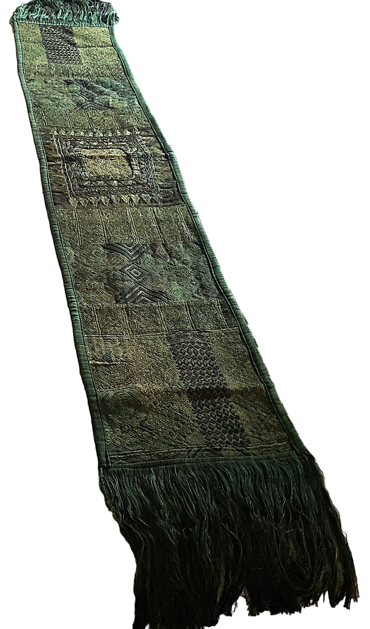 Rustic Forest Green Huipile Table Runner