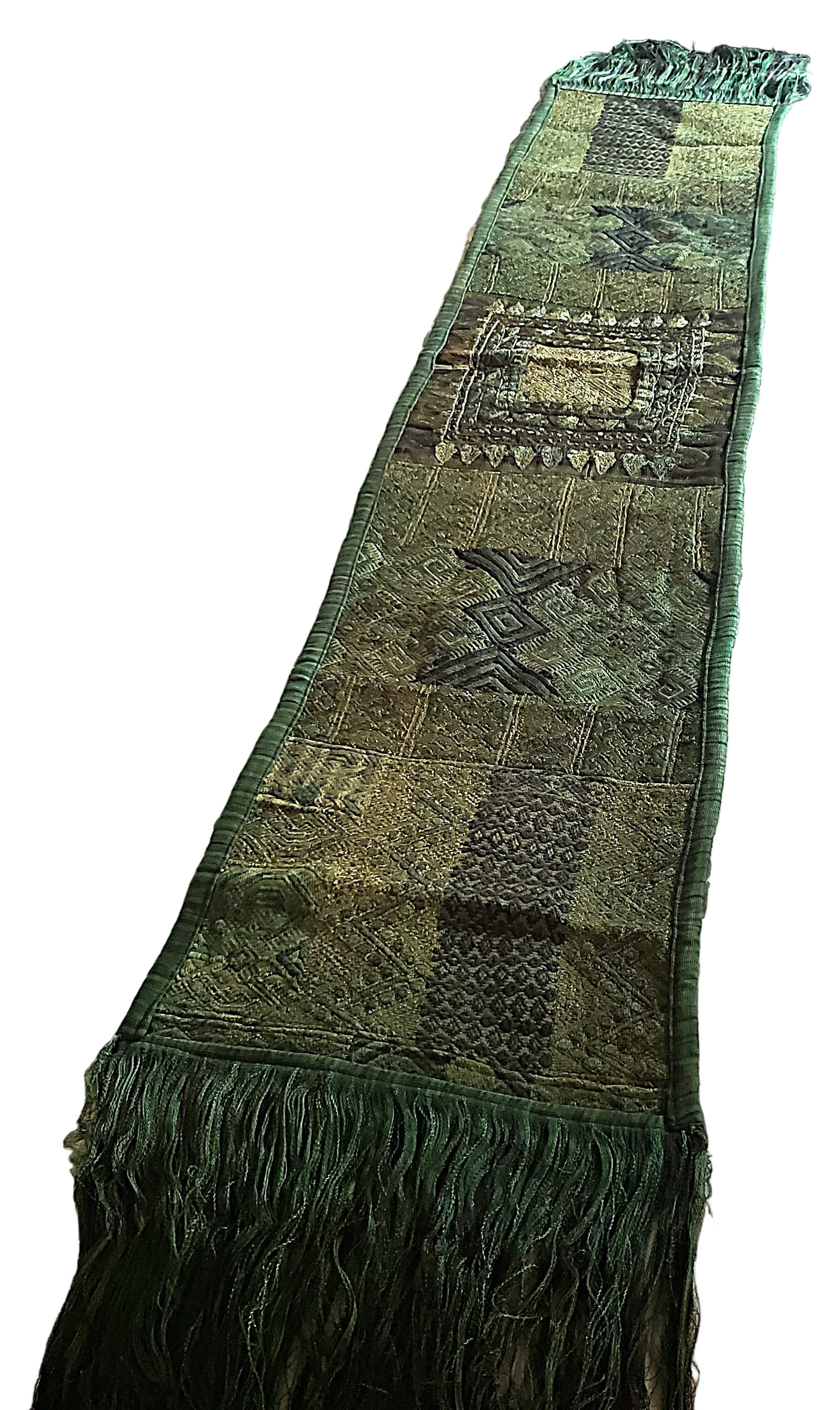 Rustic Forest Green Huipile Table Runner
