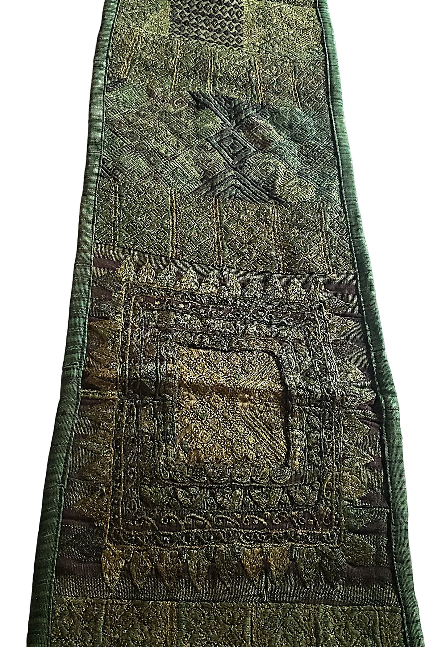 Rustic Forest Green Huipile Table Runner