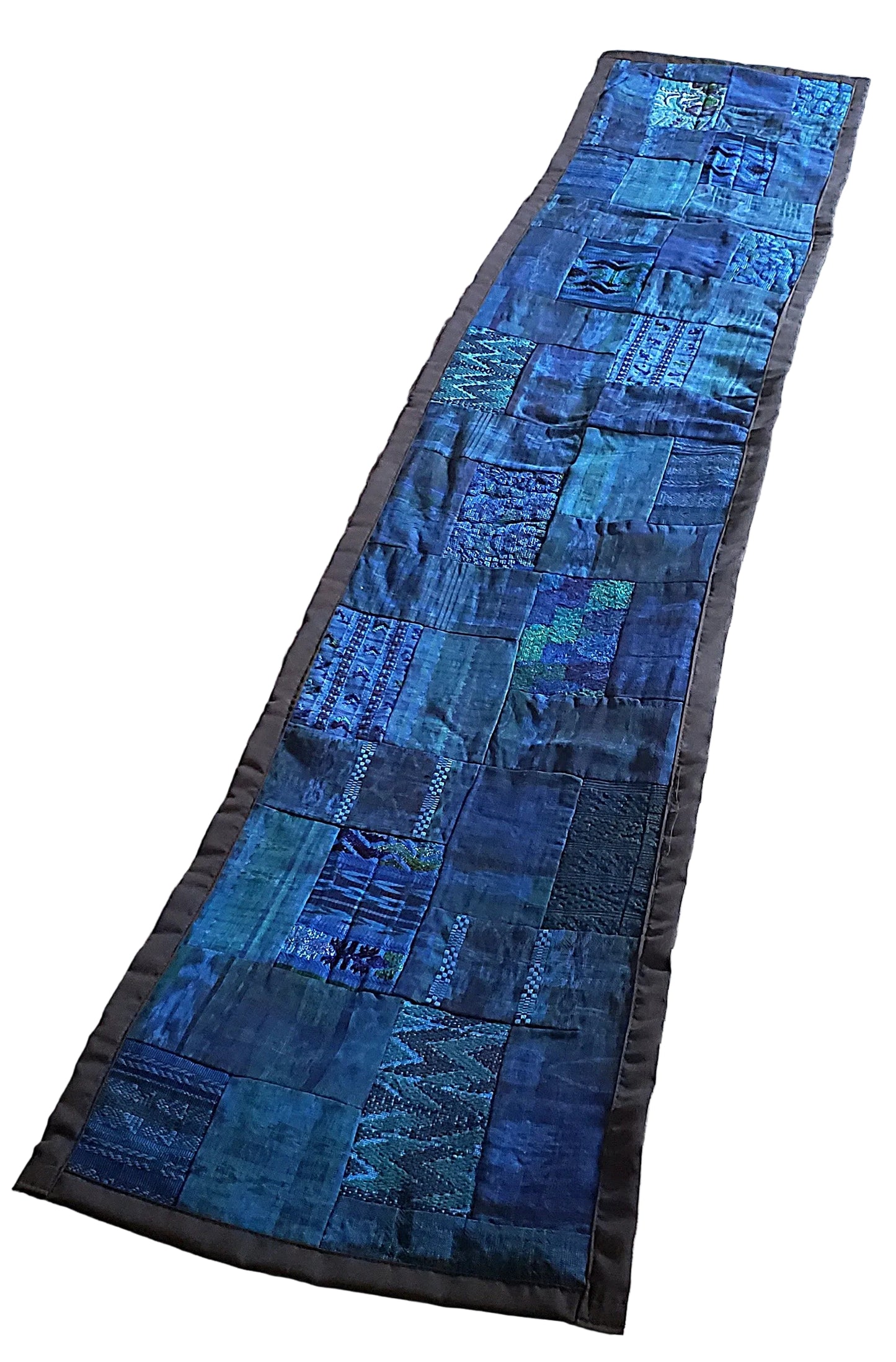 Vivid Blue Guatemalan Patchwork Table Runner