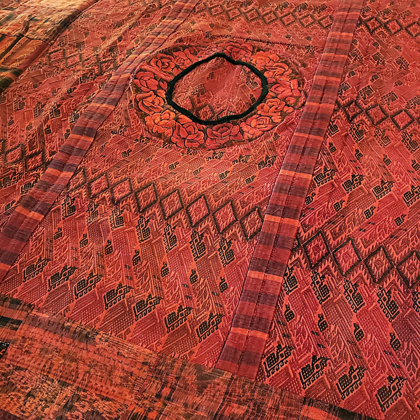 Red Guatemalan Embroidered Throw Blanket