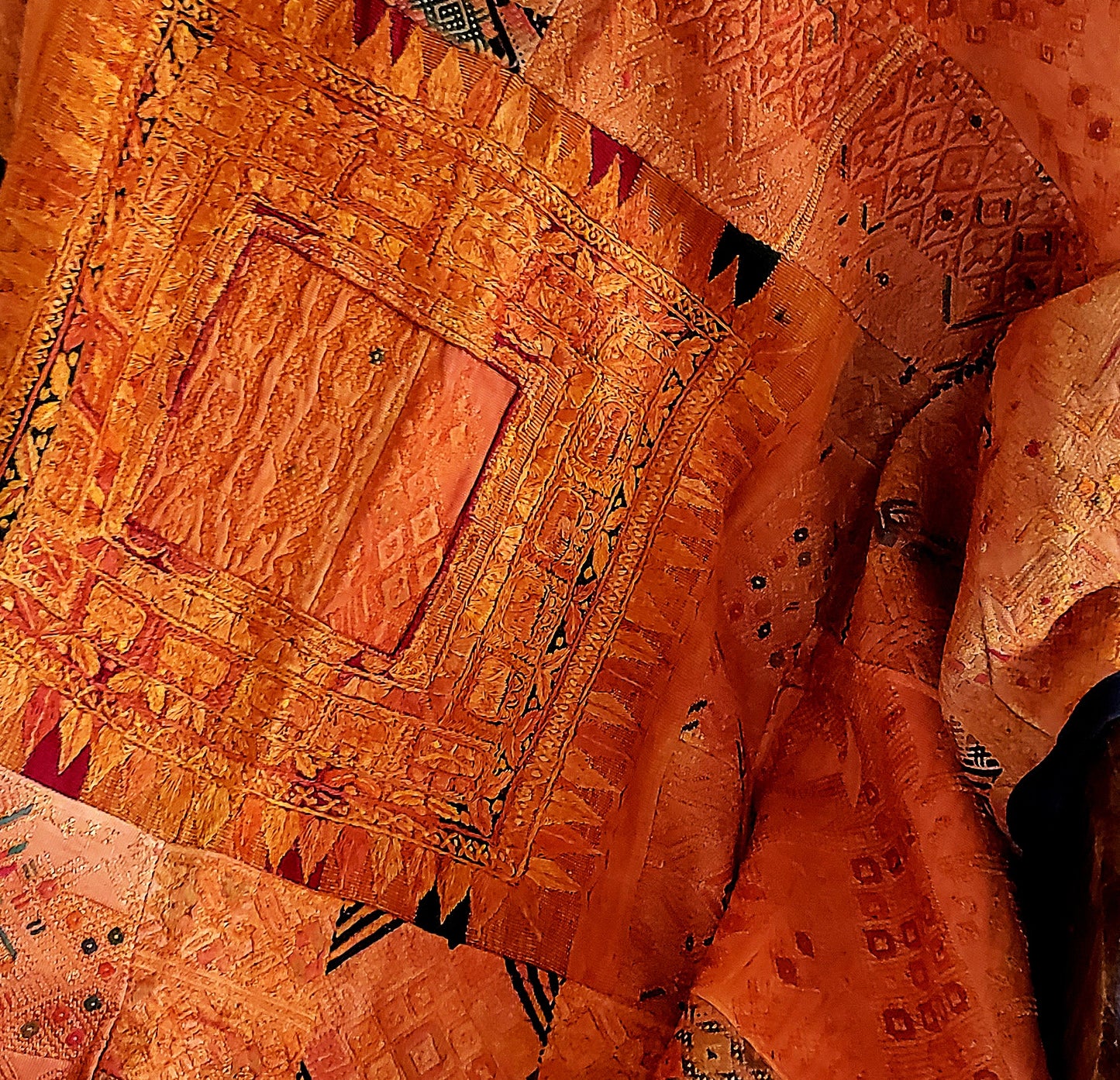 Beautiful Sun-Kissed Gold Guatemalan Mixed Huipile Embroidered Blanket or Throw