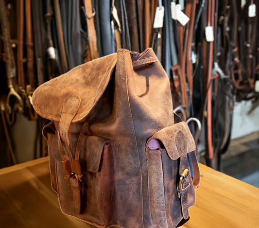 Handcrafted Rustic Leather Backpack