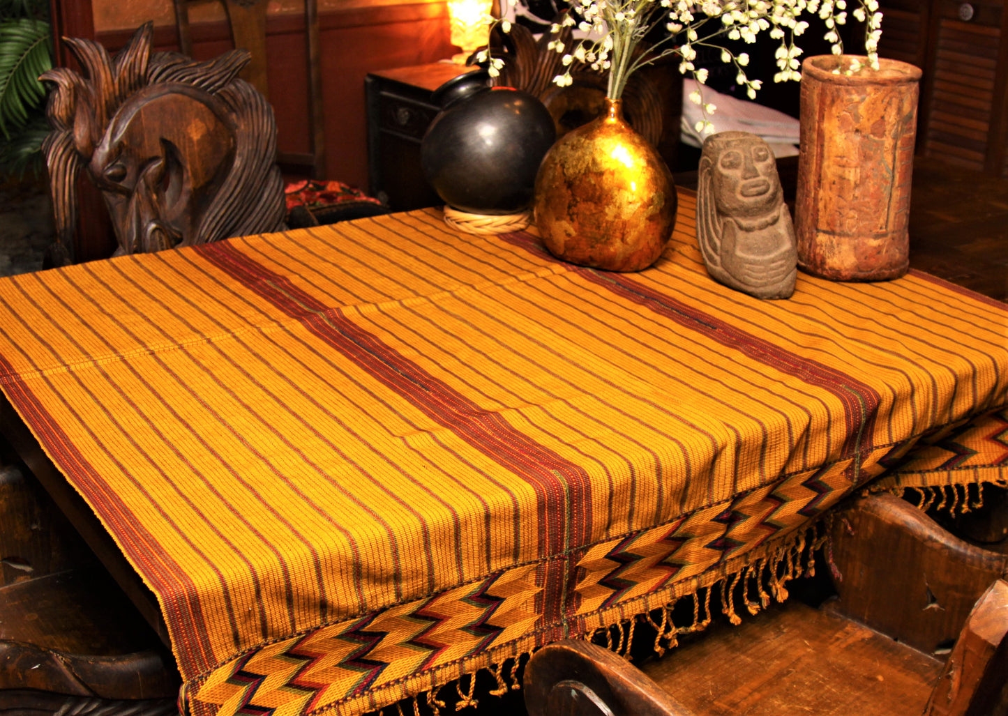Handwoven Harvest Gold Zacualpa Tablecloth