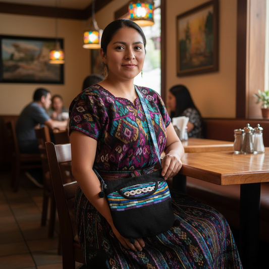 Guatemalan Embroidered Crossbody Bag - Blue Embroidery