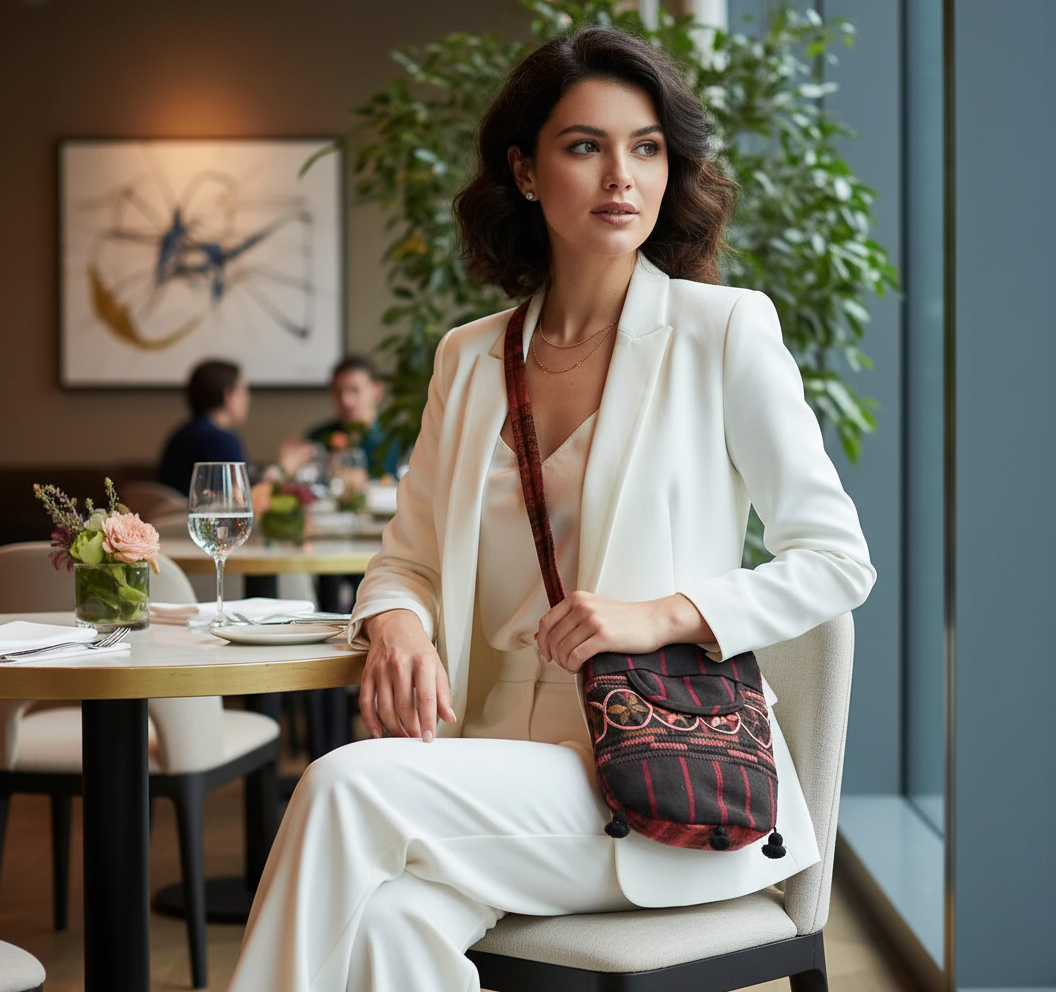 Brown Guatemalan Embroidered Crossbody Bag