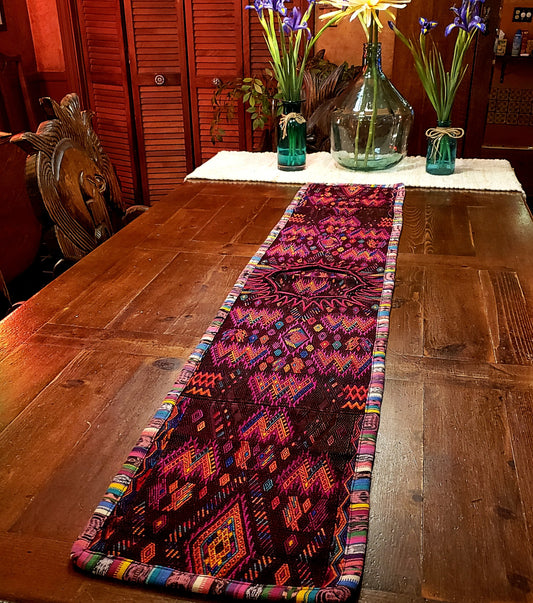 Colorful Guatemalan Huipile Table Runner - No Fringes