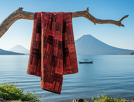 Handmade Queen-size Rust and Terracotta Guatemalan Patchwork Quilt Set