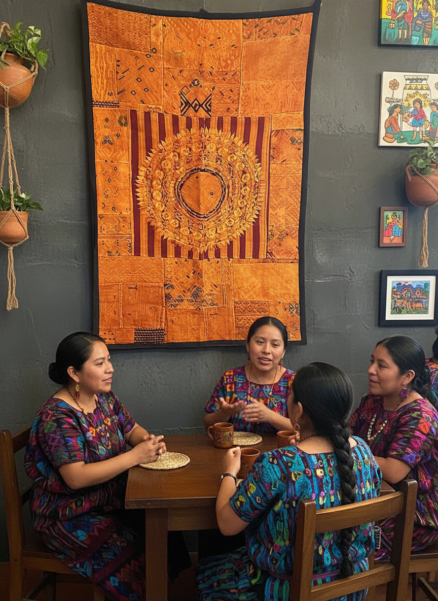 Sun-Kissed Amber Guatemalan Huipile Wall Hanging