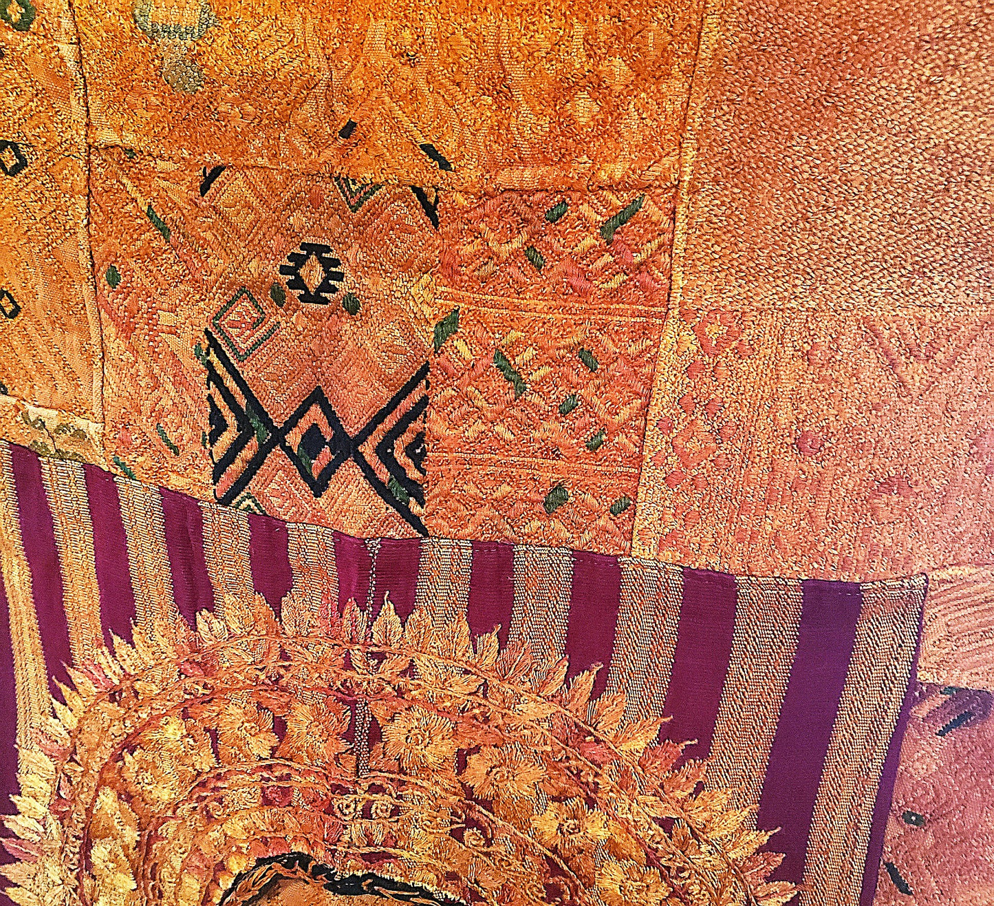 Sun-Kissed Amber Guatemalan Huipile Wall Hanging