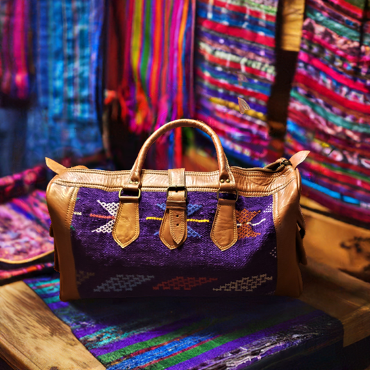 Purple Kilim & Leather Travel Bag