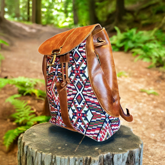 Handcrafted Leather & Jacquard Backpack