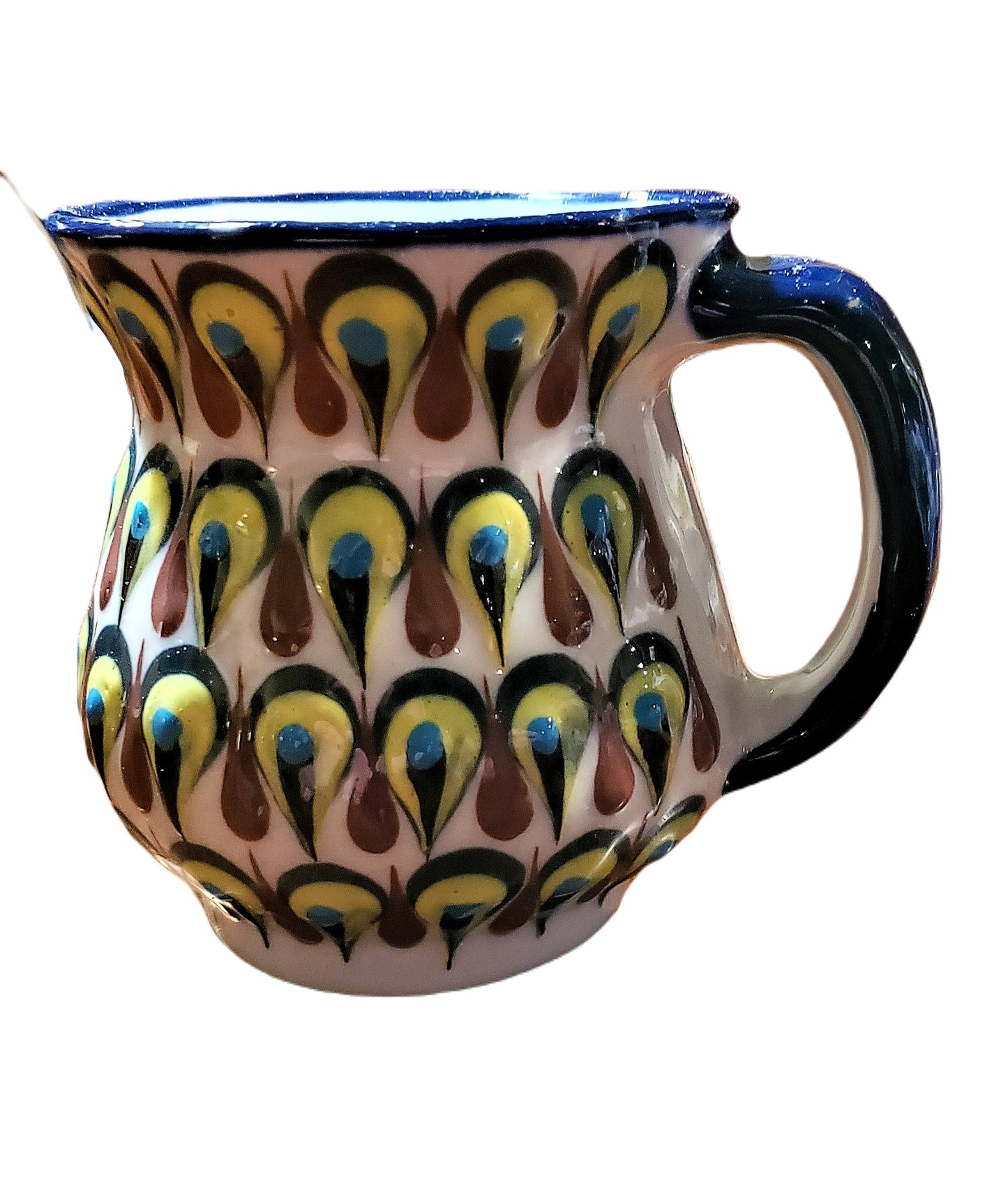 Hand Painted, Hand Thrown Ceramic Peacock Mug