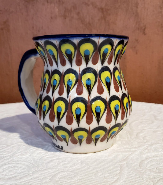 Hand Painted, Hand Thrown Ceramic Peacock Mug