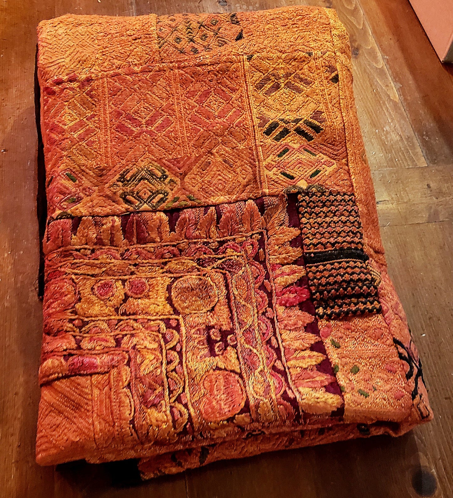 Beautiful Sun-Kissed Amber Guatemalan Mixed Huipile Embroidered Blanket or Throw