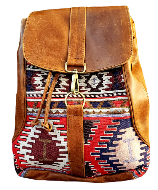 Handcrafted Leather & Jacquard Backpack