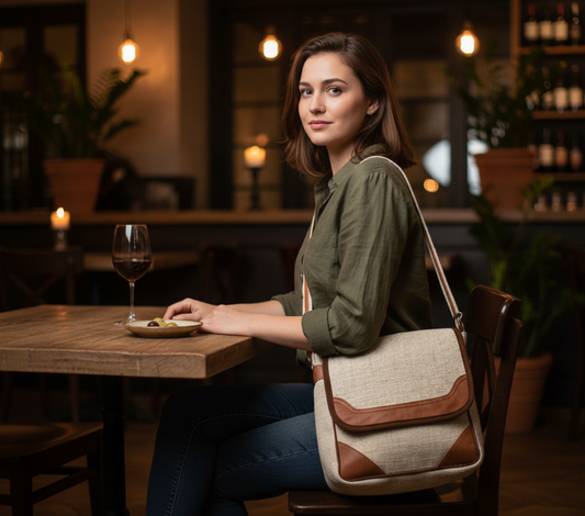 Cool Hemp and Leather Messenger Bag